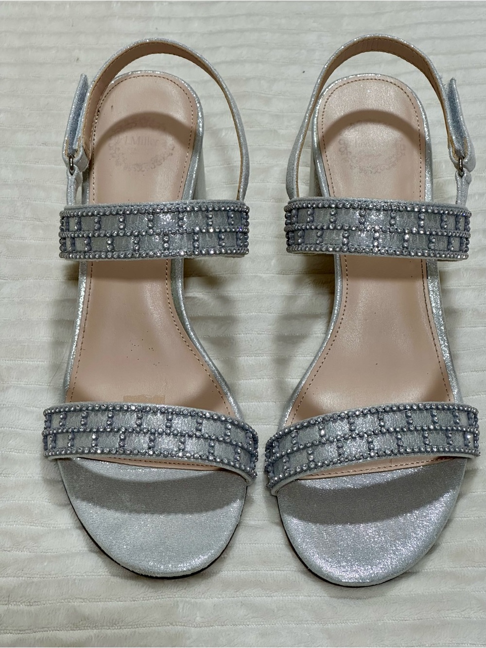 Silver Crystal Embellished Women's Slingback Sandals